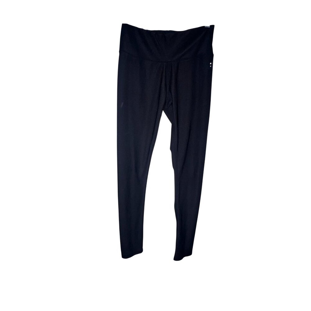 Reebok Womens XS Black Leggings With Nike Swoosh Logo On Leg Stretch Polyester & - Picture 2 of 16